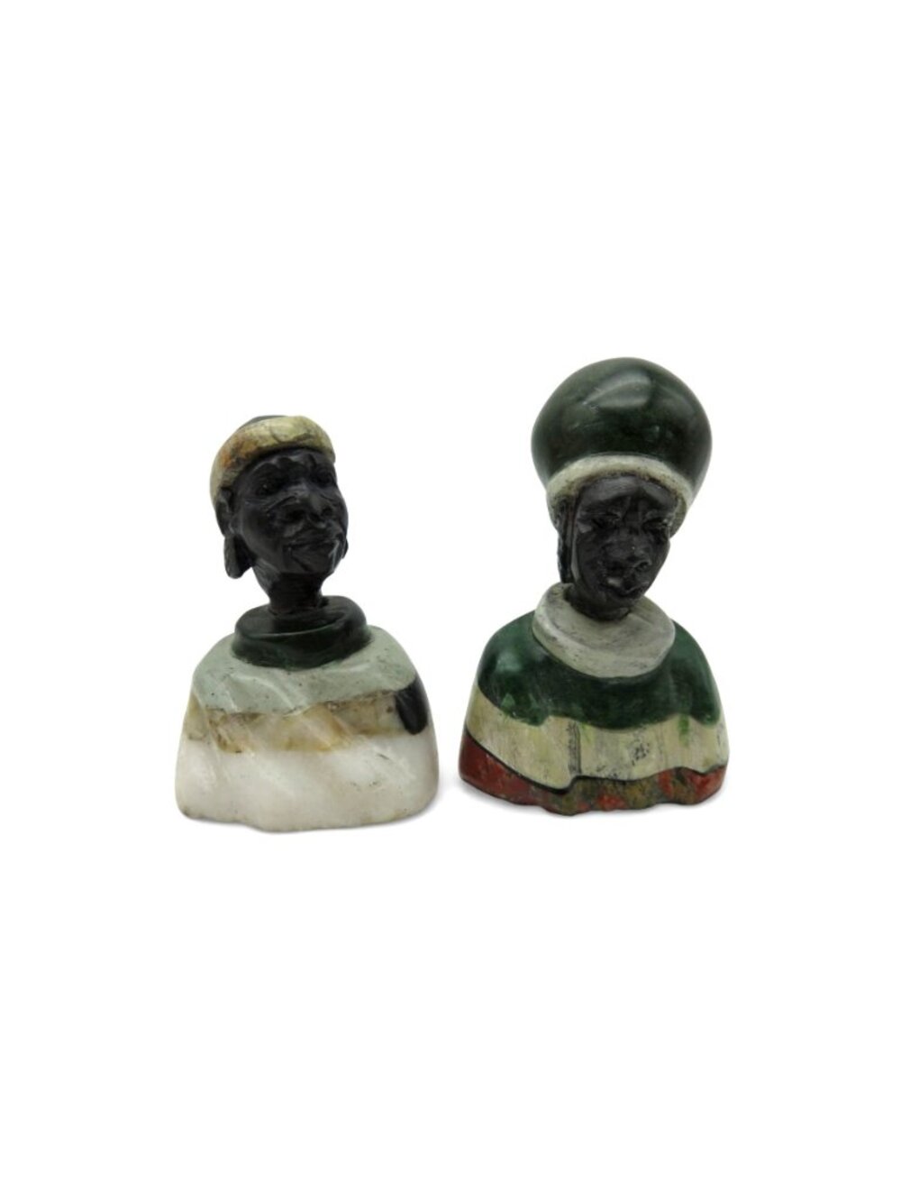Small Stone Bust Set Hand Carved in South Africa 3.5" and 2.7" - Picture 12 of 12
